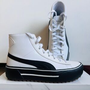 Women’s Puma Black and White Platform High-Top Sneakers